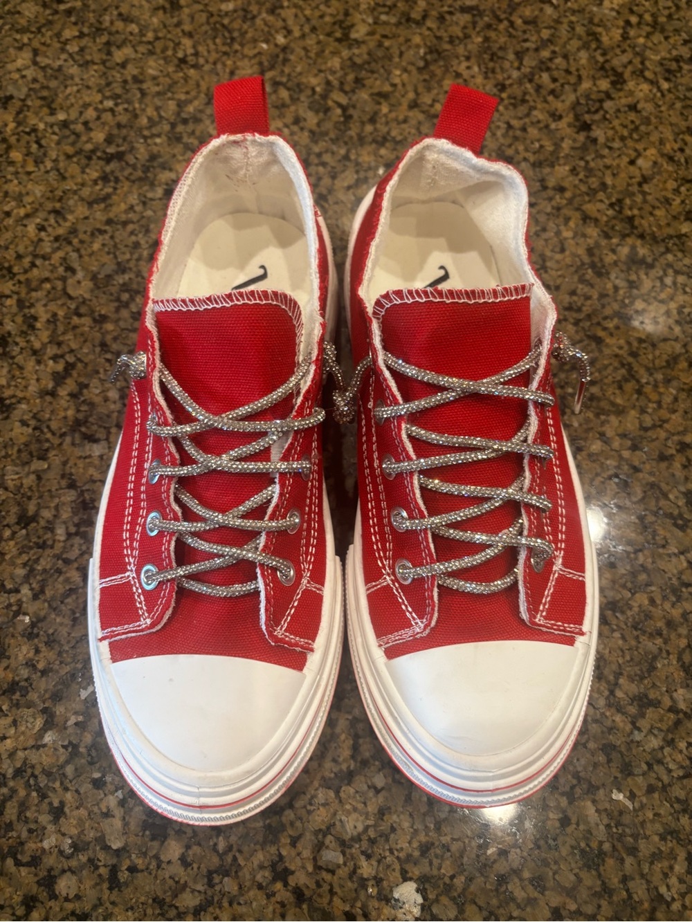 Very G Red Canvas Low-Top Sneakers with Silver Laces
